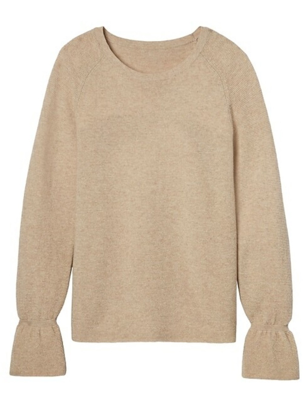 Banana Republic Neutral Ruffle-Cuff Crewneck Sweater